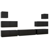 vidaXL 7-tlg. TV-Schrank-Set Schwarz Holzwerkstoff