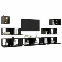 vidaXL 7-tlg. TV-Schrank-Set Schwarz Holzwerkstoff