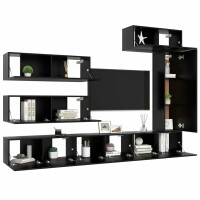 vidaXL 7-tlg. TV-Schrank-Set Schwarz Holzwerkstoff