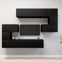 vidaXL 8-tlg. TV-Schrank-Set Schwarz Holzwerkstoff