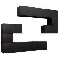 vidaXL 8-tlg. TV-Schrank-Set Schwarz Holzwerkstoff