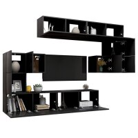 vidaXL 8-tlg. TV-Schrank-Set Schwarz Holzwerkstoff