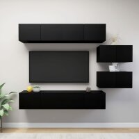 vidaXL 6-tlg. TV-Schrank-Set Schwarz Holzwerkstoff