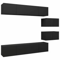 vidaXL 6-tlg. TV-Schrank-Set Schwarz Holzwerkstoff