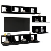 vidaXL 6-tlg. TV-Schrank-Set Schwarz Holzwerkstoff