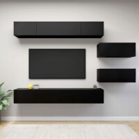 vidaXL 6-tlg. TV-Schrank-Set Schwarz Holzwerkstoff