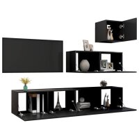 vidaXL 4-tlg. TV-Schrank-Set Schwarz Holzwerkstoff