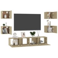 vidaXL 6-tlg. TV-Schrank-Set Sonoma-Eiche Holzwerkstoff