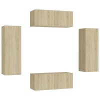 vidaXL 4-tlg. TV-Schrank-Set Sonoma-Eiche Holzwerkstoff