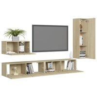 vidaXL 4-tlg. TV-Schrank-Set Sonoma-Eiche Holzwerkstoff