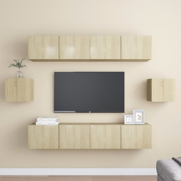 vidaXL 6-tlg. TV-Schrank-Set Sonoma-Eiche Holzwerkstoff