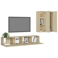 vidaXL 4-tlg. TV-Schrank-Set Sonoma-Eiche Holzwerkstoff