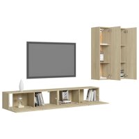 vidaXL 4-tlg. TV-Schrank-Set Sonoma-Eiche Holzwerkstoff