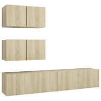 vidaXL 4-tlg. TV-Schrank-Set Sonoma-Eiche Holzwerkstoff