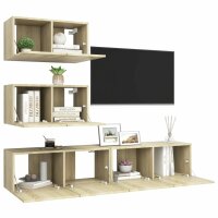 vidaXL 4-tlg. TV-Schrank-Set Sonoma-Eiche Holzwerkstoff