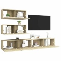 vidaXL 4-tlg. TV-Schrank-Set Sonoma-Eiche Holzwerkstoff