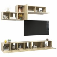 vidaXL 6-tlg. TV-Schrank-Set Sonoma-Eiche Holzwerkstoff