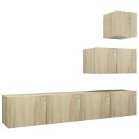 vidaXL 4-tlg. TV-Schrank-Set Sonoma-Eiche Holzwerkstoff