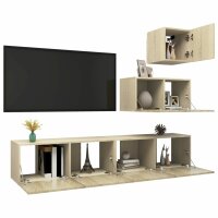 vidaXL 4-tlg. TV-Schrank-Set Sonoma-Eiche Holzwerkstoff