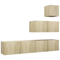 vidaXL 4-tlg. TV-Schrank-Set Sonoma-Eiche Holzwerkstoff