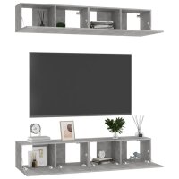 vidaXL TV-Schr&auml;nke 4 Stk. Betongrau 80x30x30 cm Holzwerkstoff