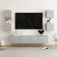 vidaXL 6-tlg. TV-Schrank-Set Betongrau Holzwerkstoff