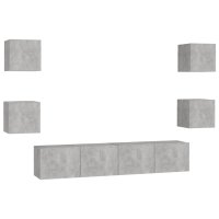 vidaXL 6-tlg. TV-Schrank-Set Betongrau Holzwerkstoff