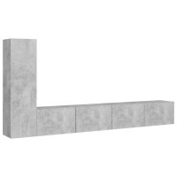 vidaXL 3-tlg. TV-Schrank-Set Betongrau Holzwerkstoff