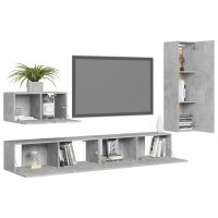 vidaXL 4-tlg. TV-Schrank-Set Betongrau Holzwerkstoff