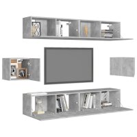 vidaXL 6-tlg. TV-Schrank-Set Betongrau Holzwerkstoff