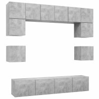 vidaXL 8-tlg. TV-Schrank-Set Betongrau Holzwerkstoff