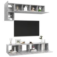 vidaXL 5-tlg. TV-Schrank-Set Betongrau Holzwerkstoff