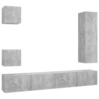 vidaXL 5-tlg. TV-Schrank-Set Betongrau Holzwerkstoff