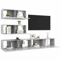 vidaXL 4-tlg. TV-Schrank-Set Betongrau Holzwerkstoff