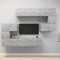 vidaXL 8-tlg. TV-Schrank-Set Betongrau Holzwerkstoff