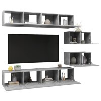 vidaXL 6-tlg. TV-Schrank-Set Betongrau Holzwerkstoff