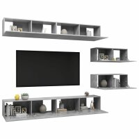 vidaXL 6-tlg. TV-Schrank-Set Betongrau Holzwerkstoff