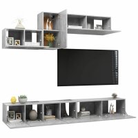 vidaXL 6-tlg. TV-Schrank-Set Betongrau Holzwerkstoff