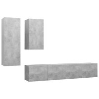 vidaXL 4-tlg. TV-Schrank-Set Betongrau Spanplatte