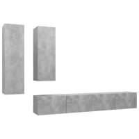 vidaXL 4-tlg. TV-Schrank-Set Betongrau Holzwerkstoff