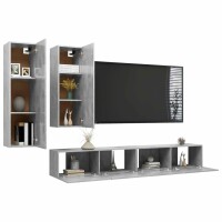 vidaXL 4-tlg. TV-Schrank-Set Betongrau Holzwerkstoff