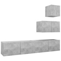 vidaXL 4-tlg. TV-Schrank-Set Betongrau Holzwerkstoff