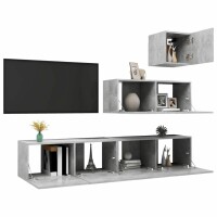 vidaXL 4-tlg. TV-Schrank-Set Betongrau Holzwerkstoff