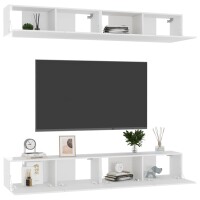 vidaXL TV-Schr&auml;nke 4 Stk. Hochglanz-Wei&szlig; 100x30x30 cm Holzwerkstoff