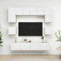 vidaXL 8-tlg. TV-Schrank-Set Hochglanz-Wei&szlig; Holzwerkstoff