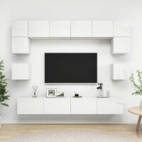 vidaXL 8-tlg. TV-Schrank-Set Hochglanz-Wei&szlig; Holzwerkstoff