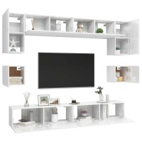 vidaXL 8-tlg. TV-Schrank-Set Hochglanz-Wei&szlig; Holzwerkstoff