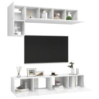 vidaXL 5-tlg. TV-Schrank-Set Hochglanz-Wei&szlig; Holzwerkstoff