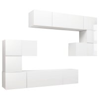 vidaXL 8-tlg. TV-Schrank-Set Hochglanz-Wei&szlig; Holzwerkstoff