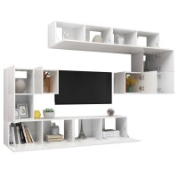 vidaXL 8-tlg. TV-Schrank-Set Hochglanz-Wei&szlig; Holzwerkstoff